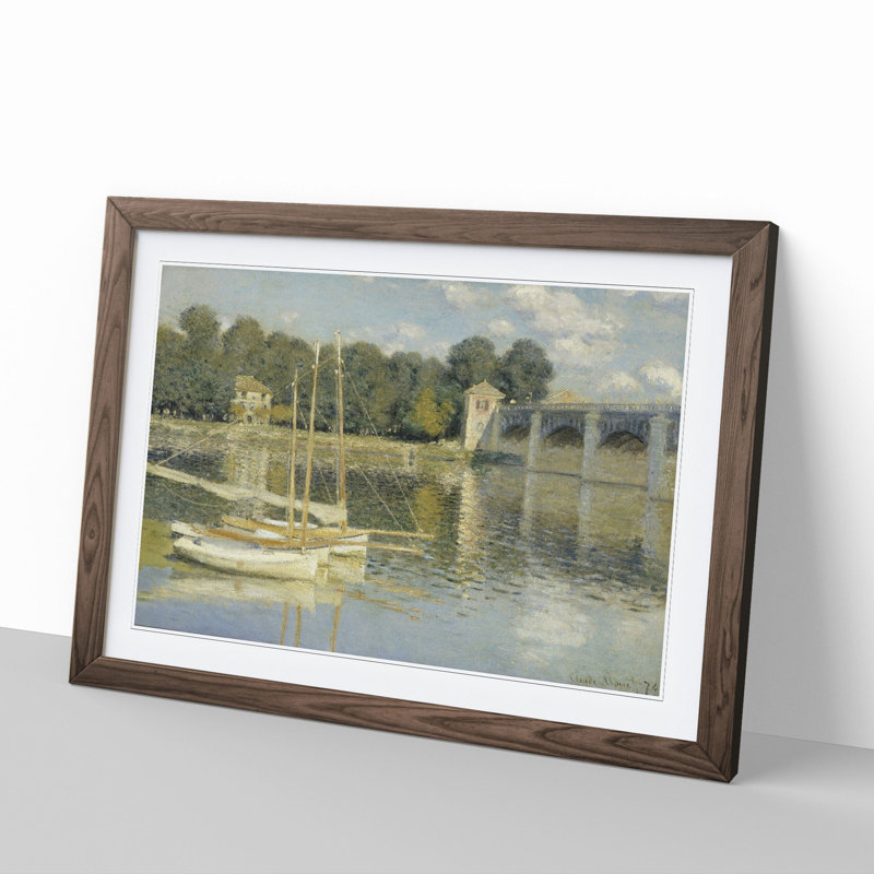 The Argenteuil Bridge by Claude Monet - Framed Print, 27cm H x 36cm W x 2cm D, Walnut