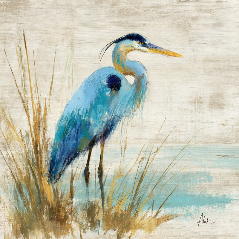 «Coastal Dawn Heron», art mural sur toile tendue, H 30 po x l 30 po