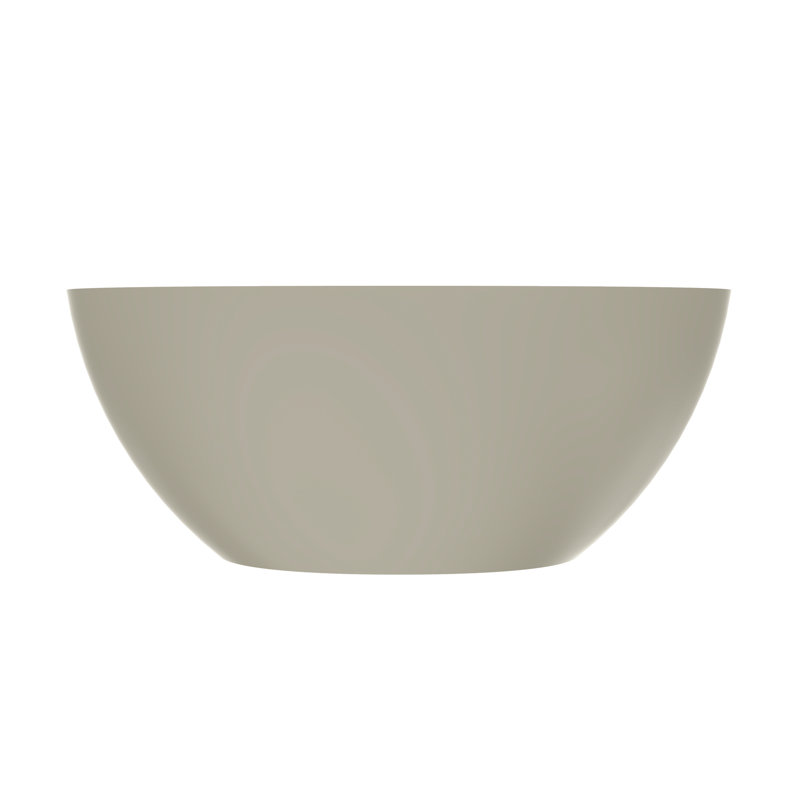 Solid Surface Freestanding Soaking Tub, 55 Inches, Beige, Simple Design For Contemporary Bathroom Bathtub, Matte Finish, Center Drain, Modern Style Luxury