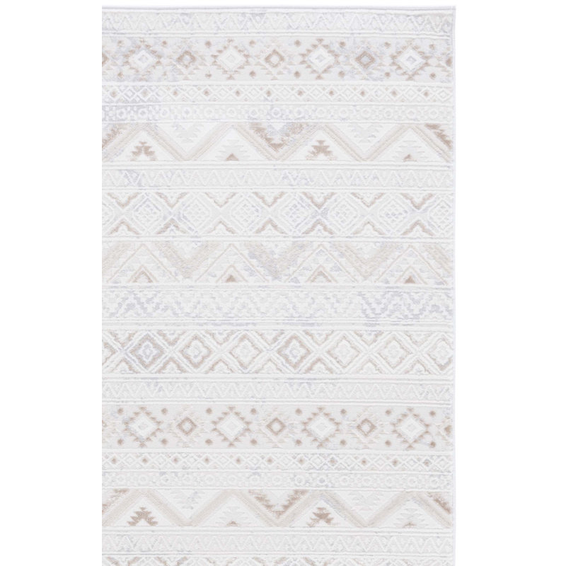 Tapis ivoire / beige en polyester / polypropylène tissé à la machine Kaleel, Tapis de couloir 2 pi x 8 pi