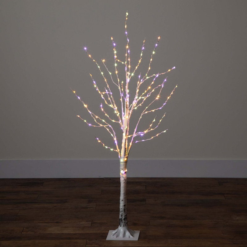 4ft. Pre-Lit Artificial White Birch Tree with 240 Colour Changing LED Lights