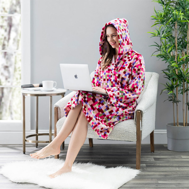 Luxury Olivia 100% Turkish Cotton Square Printed Bath Robe