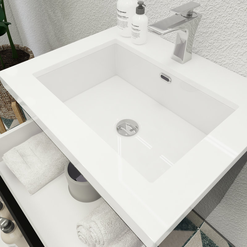 Aylanna Single Bathroom Vanity with Acrylic Top, High Gloss Black