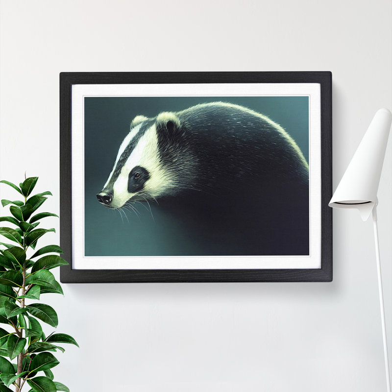 Badger Art - Framed Print, Black, 46cm H x 64cm W x 2cm D