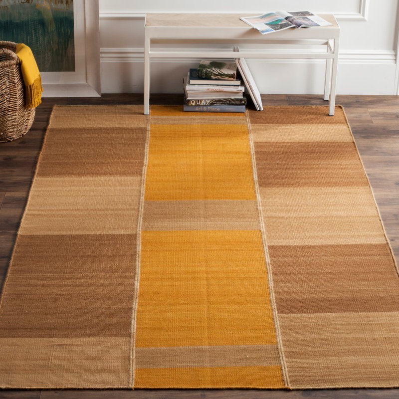 Tapis géométrique en laine tissé à la main Wassim, Rectangle 8 pi x 10 pi