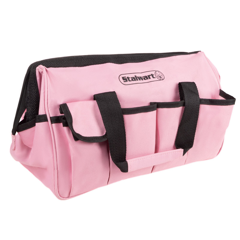 Ensemble d'outils rose Stalwart - Boîte à outils avec sac de transport - Trousse d'outils à domicile avec outils à main et attaches pour les réparations et les projets de bricolage