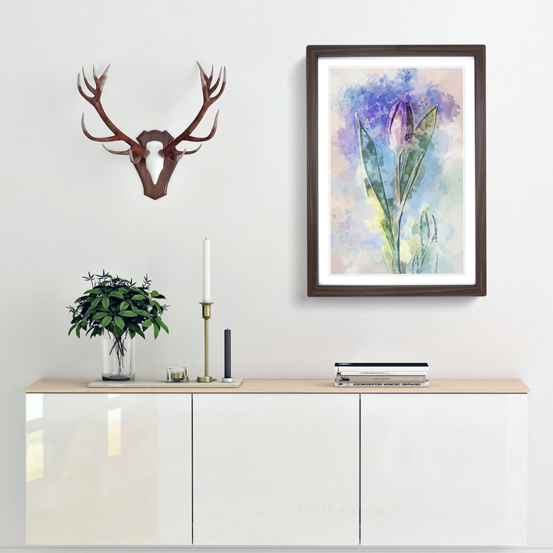 Purple Tulip in Abstract - Framed Print, Walnut, 76cm H x 50cm W x 2cm D