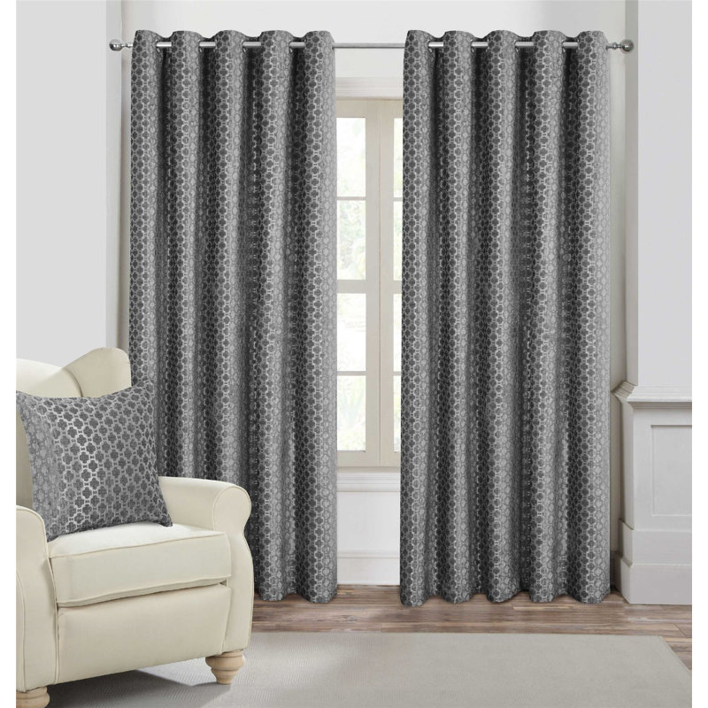 Devencove Room Darkening Curtain Pair, Width 168 x Drop 183cm, Silver