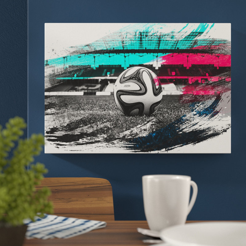 Football Pitch Ball - Wrapped Canvas, 40cm H x 60cm W