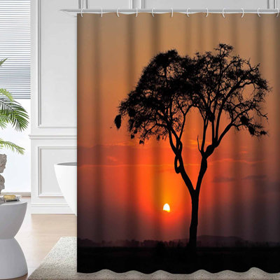 Rideau de douche avec 12 crochets au parc national d'Afrique Sunset Tree