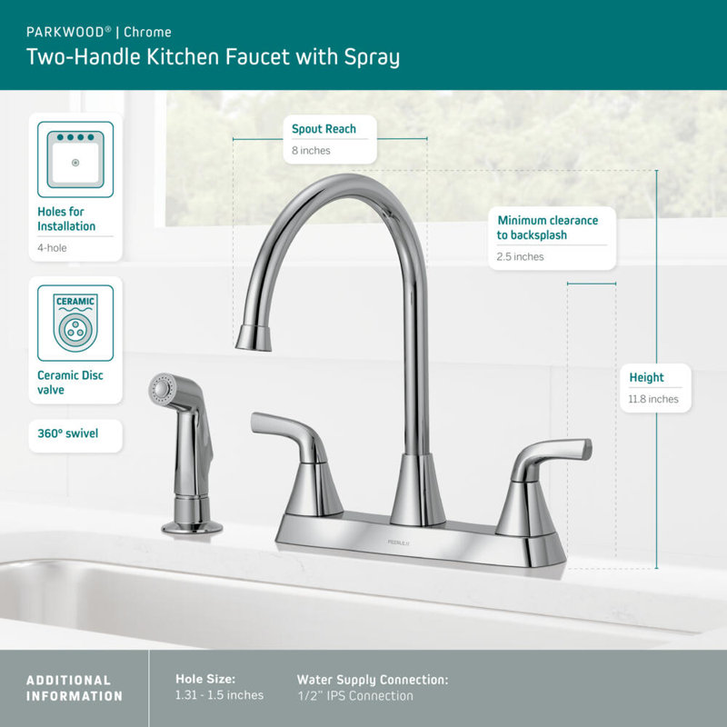 Peerless Parkwood Kitchen Faucet with Side Spray, Chrome