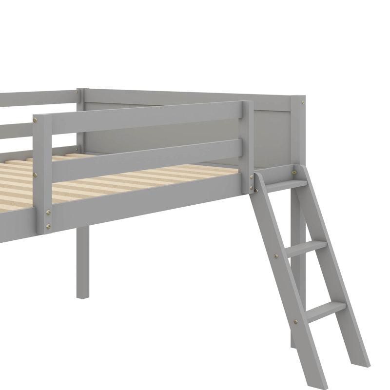 Lit plateforme contemporain en bois, Gris
