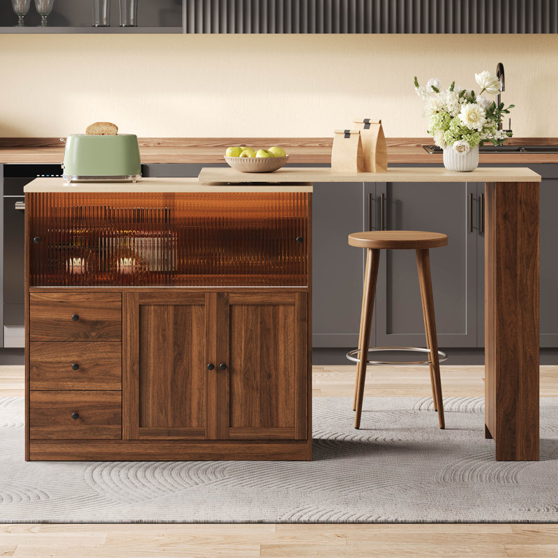 115 cm W Kitchen Island, Brown