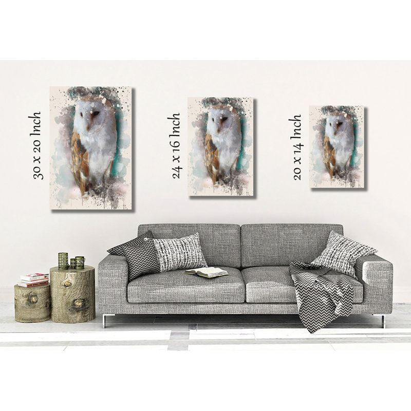 Barn Owl Painting on Canvas - Wrapped Canvas, 50cm H x 35cm W