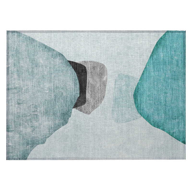 Tapis extérieur antidérapant lavable antidérapant bleu sarcelle 2 pi x 3 pi