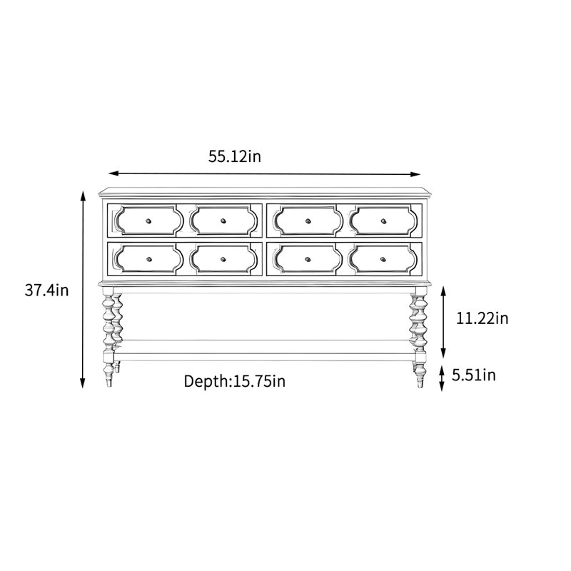 Comptoir de rangement de style crème pour le salon, H 37,4 po x l 55,12 po x P 15,75 po