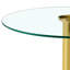 Table basse ronde en verre trempé de 27,5 pouces de diamètre. 17,7 pouces de haut, soutenu par une base en métal, avec un bord de luxe léger.-1432147069
