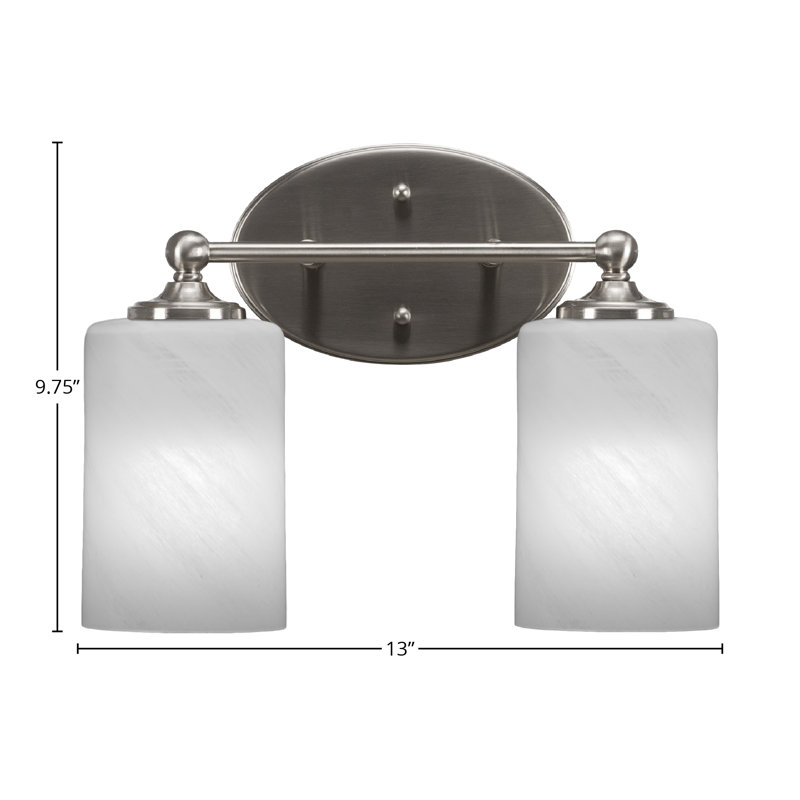 Barre d'éclairage de salle de bain Capri avec verre de marbre blanc de 4 po, Nickel brossé, 2