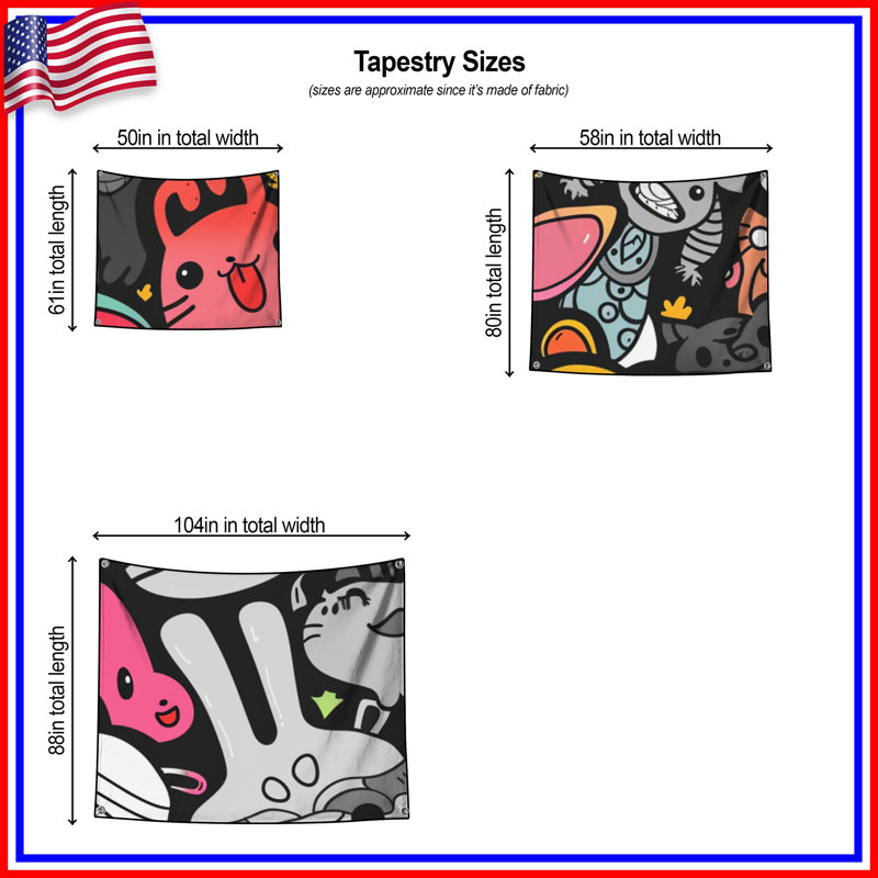 Dessin de tapisserie murale - art mural, H 68 po x l 80 po avec 4 œillets