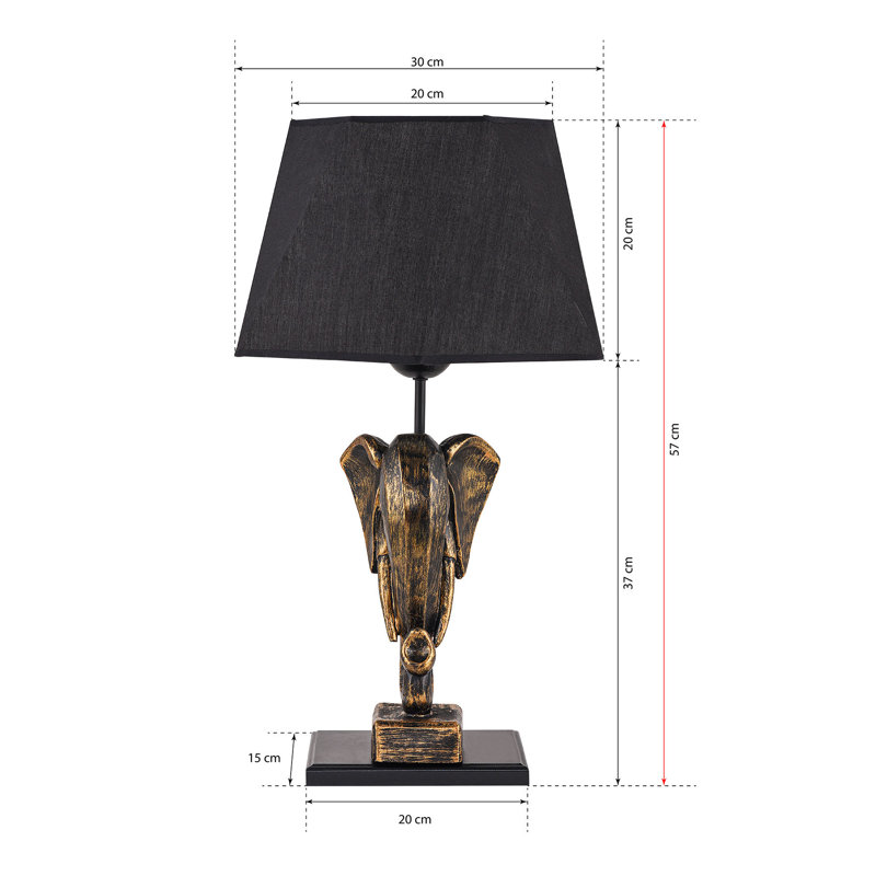 Lampe de table en métal Adrain, Doré / Noir, Noir