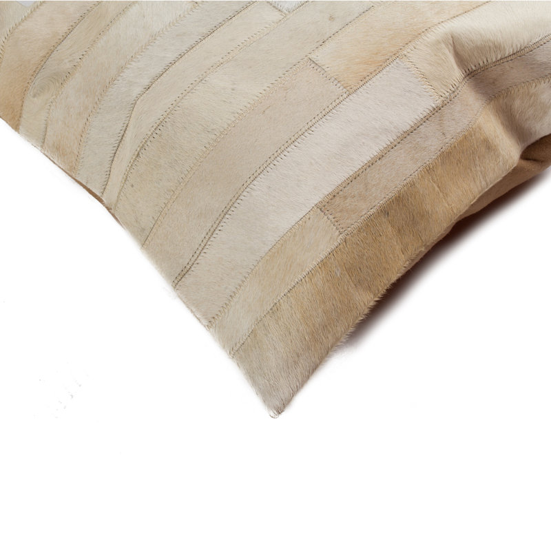 Housse de coussin rectangulaire en cuir / suède Commodore-Singh, Naturel