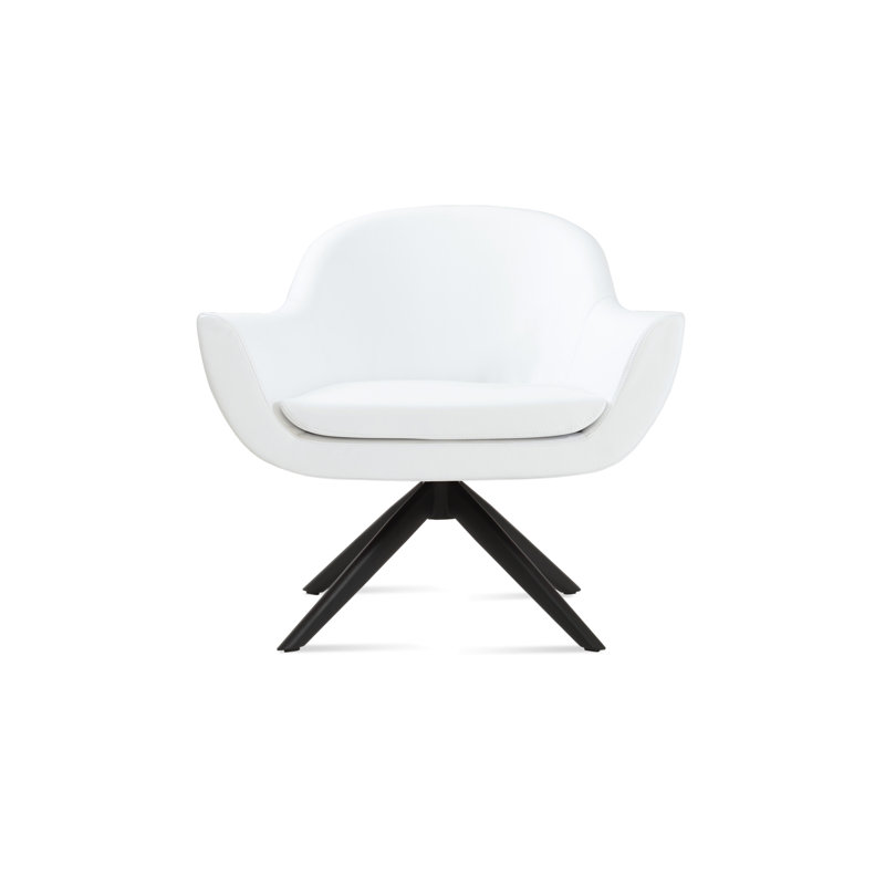 Madison Swivel Armchair, Black, White Faux Leather