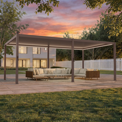 Metal Pergola with Louvered and Solar LED
