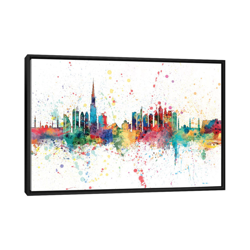 Série d’horizons en arc-en-ciel : dubaï, émirats arabes unis, reproduction d’art sur toile tendue, Toile avec cadre noir