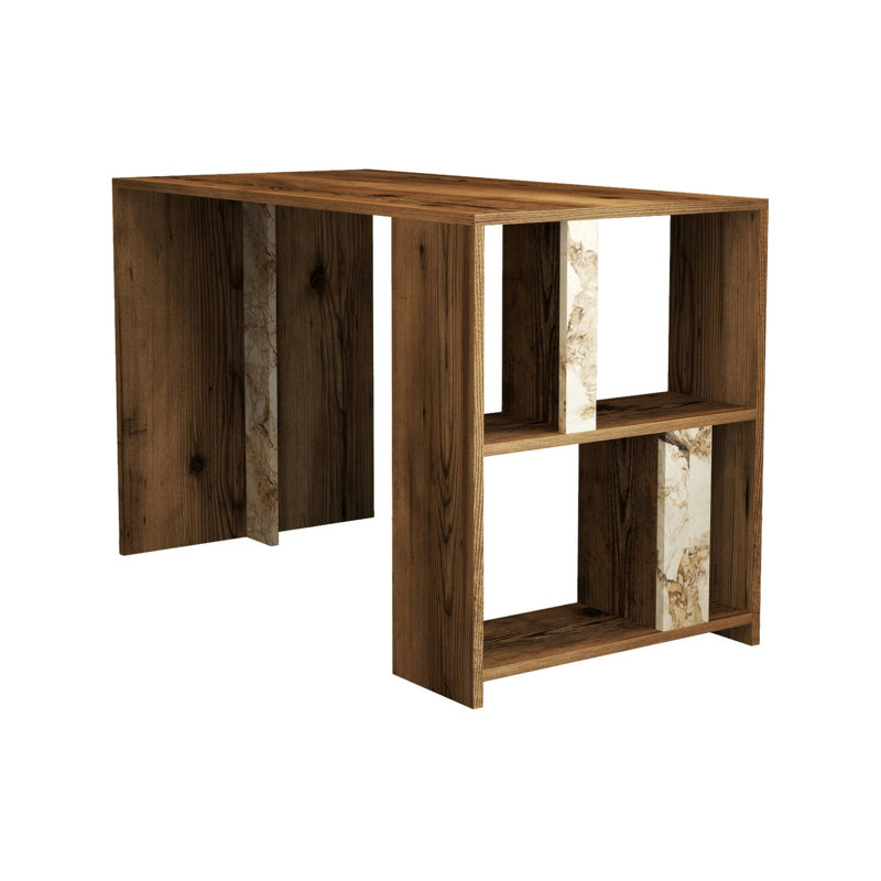 Muir Writing Desk, Walnut/White Marble