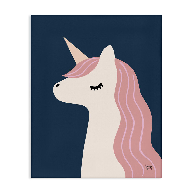  "Relaxed Unicorn" sur toile bleue par Jessica Beck, H 30 po x l 24 po