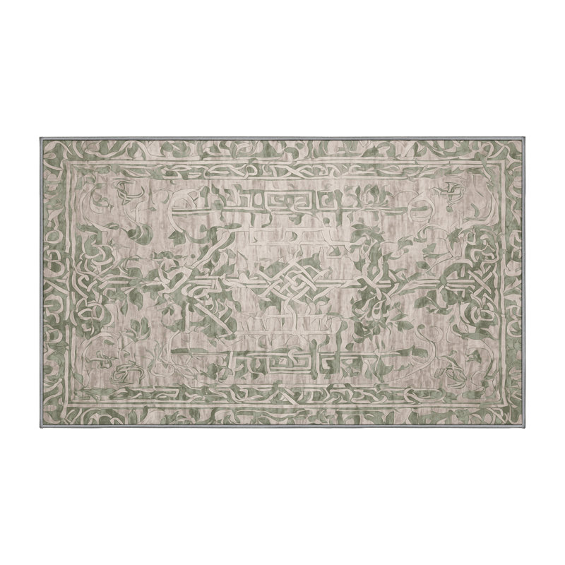Machine Washable Gray Area Rug, Rectangle 8' x 10'