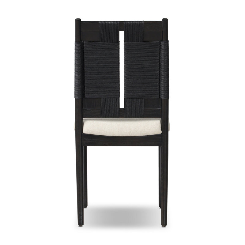 Harlee Upholstered Dining Chair, Distressed Black Ash