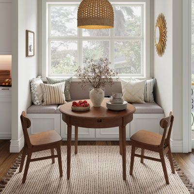 Extendable Solid Wood Dining Table with Round and Oval Convertible Design