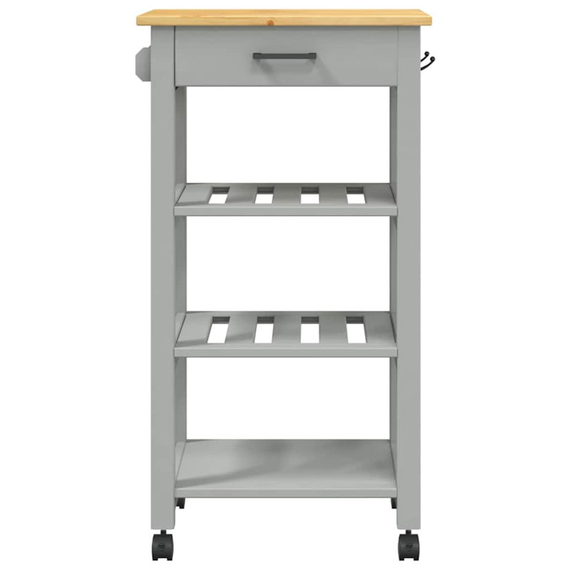 vidaXL Kitchen Trolley MONZA 18.9"x15.7"x34.8" Solid Wood Pine, Gray