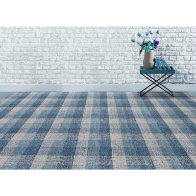 Maney Checkered Plaid Handmade New Zealand Wool Area Rug