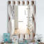 Miroir de salle de bain en cuir/meuble-lavabo en forme de losange-40098327