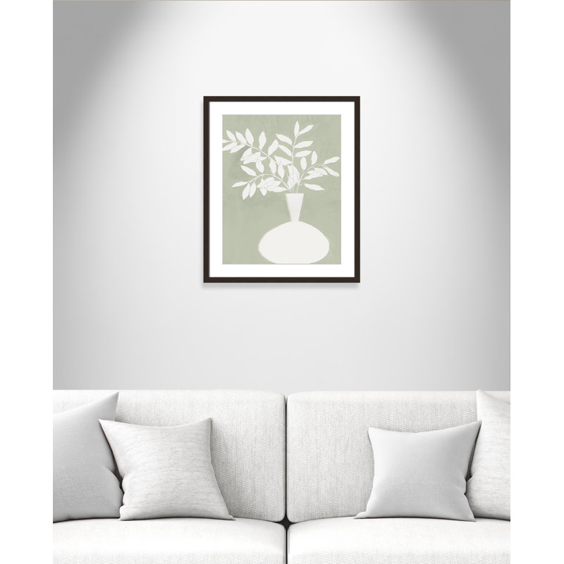 «Sage Vase II» par Aria K, Noyer à grain ouvert, 21.5'' W x 25.5'' H, Matted Print