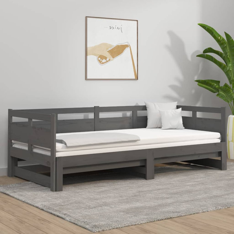 Alviso Solid Wood Daybed with Trundle, 80 x 200cm, Black