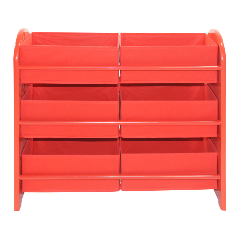 Disney Cars Lightning Mcqueen Toy Storage Unit: 6-Box Organizer for Bedroom - Made from Engineered Wood/Fabric/Metal - Easy Assembly and Clean Up