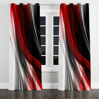 Aunna - Abstract Modern Waves Grommet Curtain - Abstract Velvet Curtain - 1 Panel