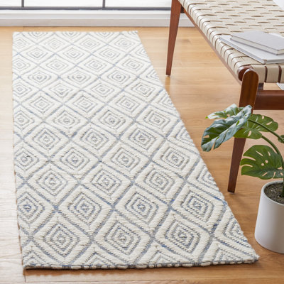 Tapis géométrique en laine et coton tissé à la main Karaline