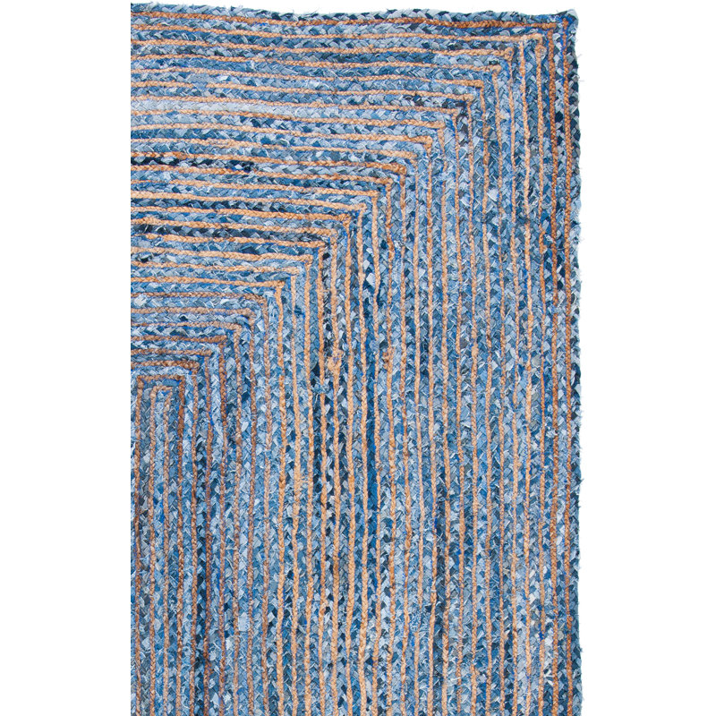 Demar Handmade Flatweave Blue/Natural Area Rug, Square 6'