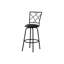 Tabouret de bar, ensemble de 2, pivotant, hauteur de bar, métal noir, aspect cuir, contemporain, moderne