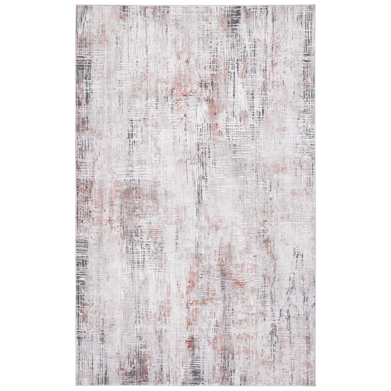 Tapis rouille / gris Vogue 117, Rectangle 5 pi 3 po x 7 pi 6 po