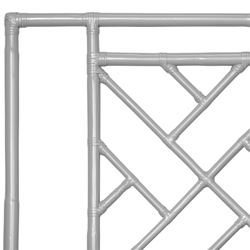 Cowden Geometric Rattan Headboard, Twin, Light Gray