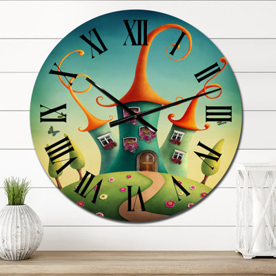 Horloge murale fantaisie - Châteaux bleus fantastiques avec toits rouges