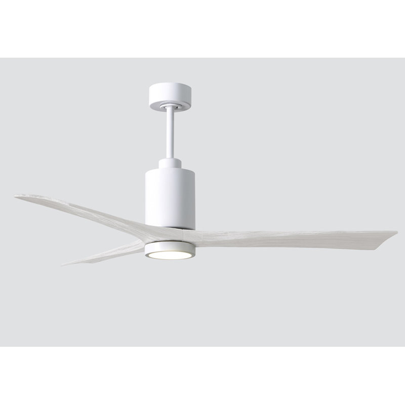 Patricia LED Downrod Ceiling Fan, Gloss White, Matte White, 52"