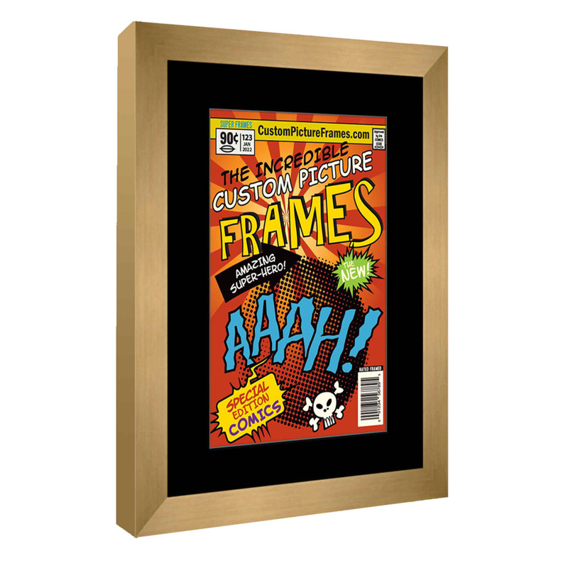 Wood Picture Frame with Mat, Gold/Black, 7.25" x 10.5"