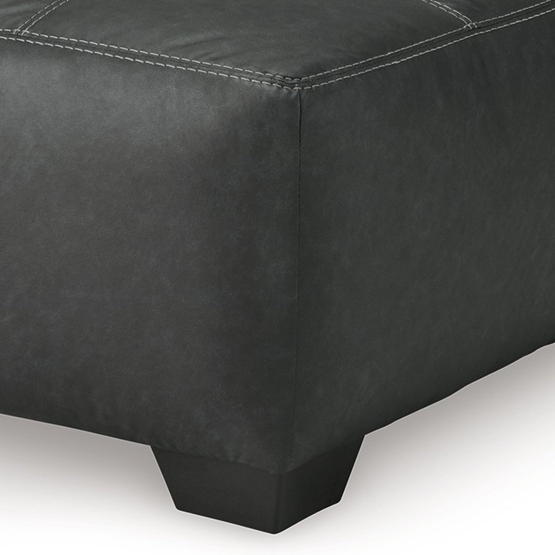 Burt Oversized Accent Ottoman, Dark Graphite Grey Polyester, 40 Inch