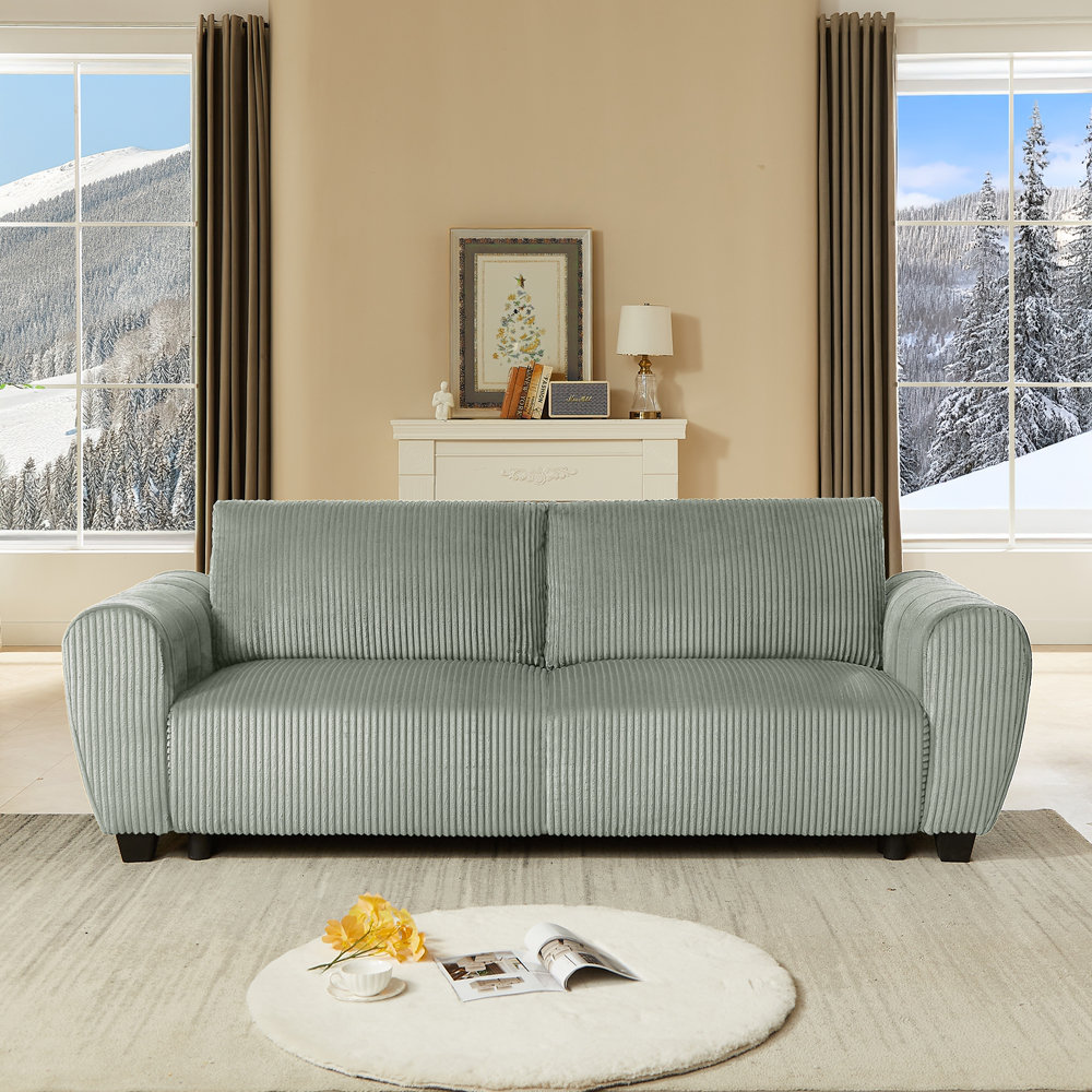 Latitude Run® Corduroy Upholstered 3 Seat Sofa Couch,2-in-1 Convertible ...